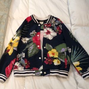Flower Baseball style  sweatshirt jacket